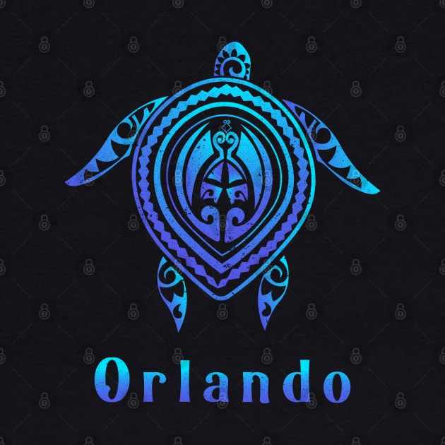 Orlando Florida FL Souvenirs Tribal Tattoo Blue Sea Turtle by kalponik